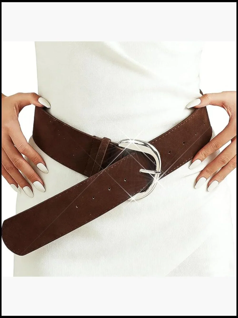 Vintage Suede Western Wide Belt Chunky Thick Waist Belt Women Adjustable